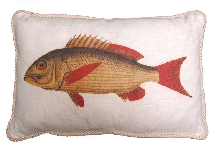 Ox Bow Decor - Wholesale Lumbar Pillow - Animals/Birds/Fish/ Red Snapper Lumbar Linen Pillow