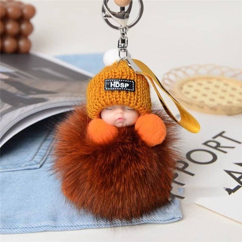 Plush Looks – wholesale Keychain – Women's – Fox Fur Cute Sleeping Baby Doll Car Key Bag Pendant Keychain1