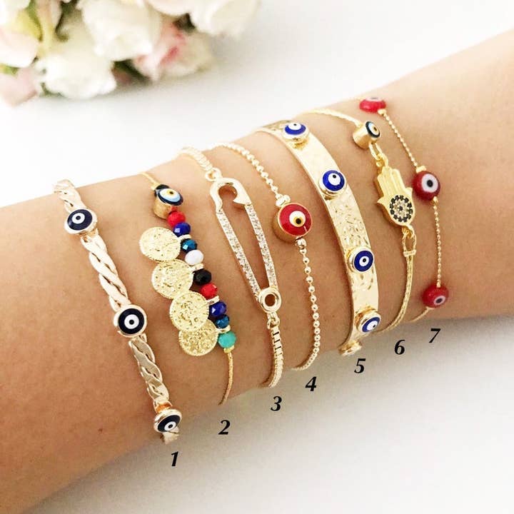 Pulsera de mal de ojo, Cuenta de mal de ojo rojo, Pulseras de oro minimalista para venta al por mayor de Evileyefavor