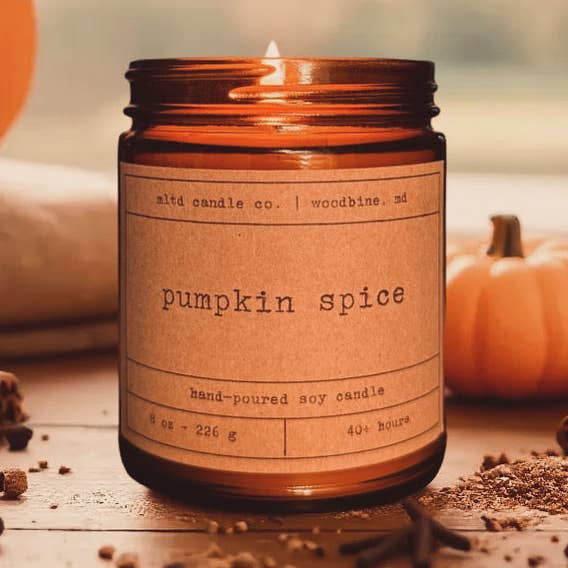 Pumpkin Spice Soy Candle: Maple, Brown Sugar, Cinnamon Scent for wholesale by MLTD Candle Co.