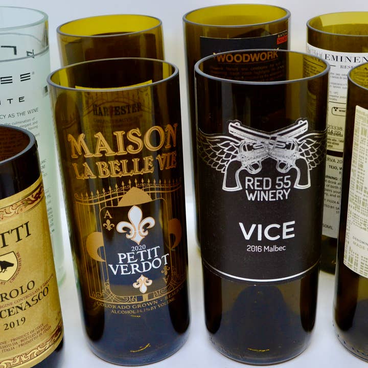 Hippie Glass - Vendita all'ingrosso Vasi - Recipienti di vino in posizione verticale con etichette