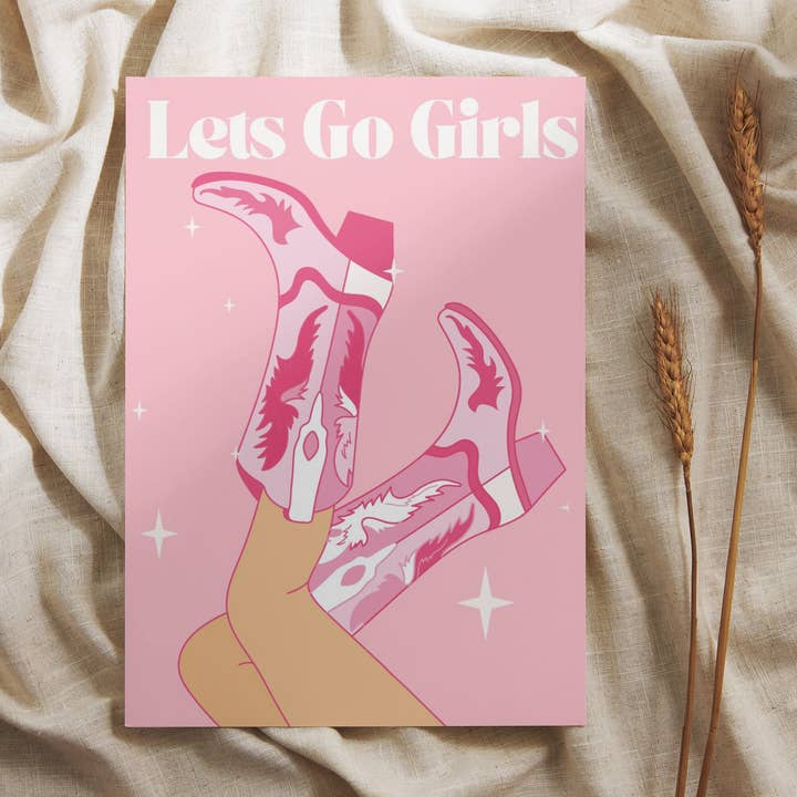 Let'S Go Girls-kort - Cowgirl födelsedagskort med cowboy för wholesale av Littlepapertrailco