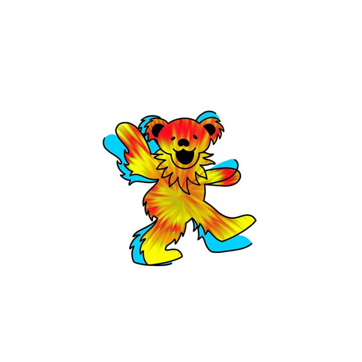 Sunshine Joy - Wholesale Temporary Tattoo - Grateful Dead Yellow Tie Dye Bear Temporary Tattoo 2"
