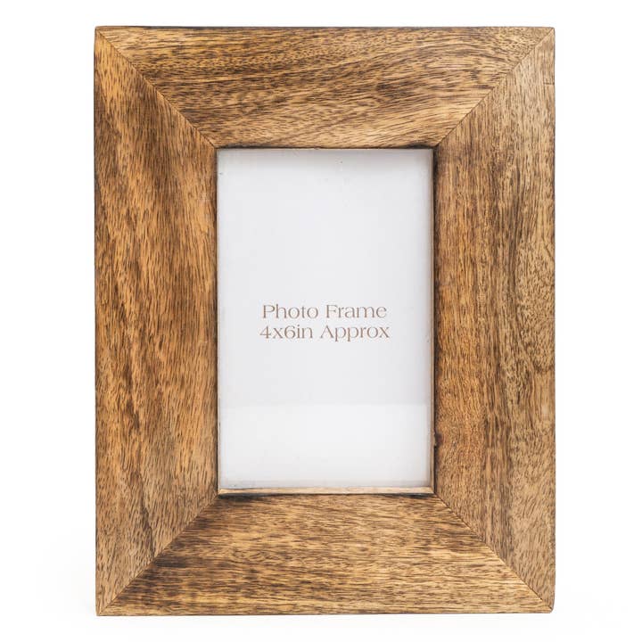 Dark Brown Wedge Photo Frame Mango Wood 4x6" 6PK for wholesale by Candlelight Products Ltd