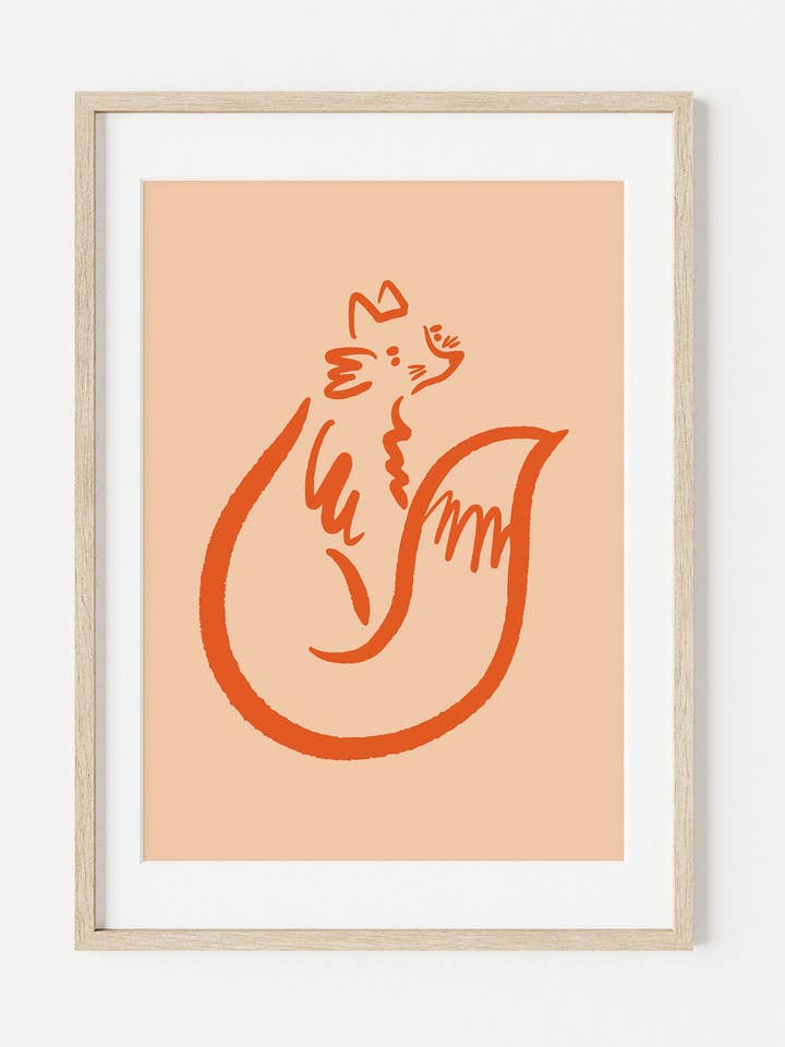 Redmond the Fox A4 Art Print for wholesale by Looksee Illustration