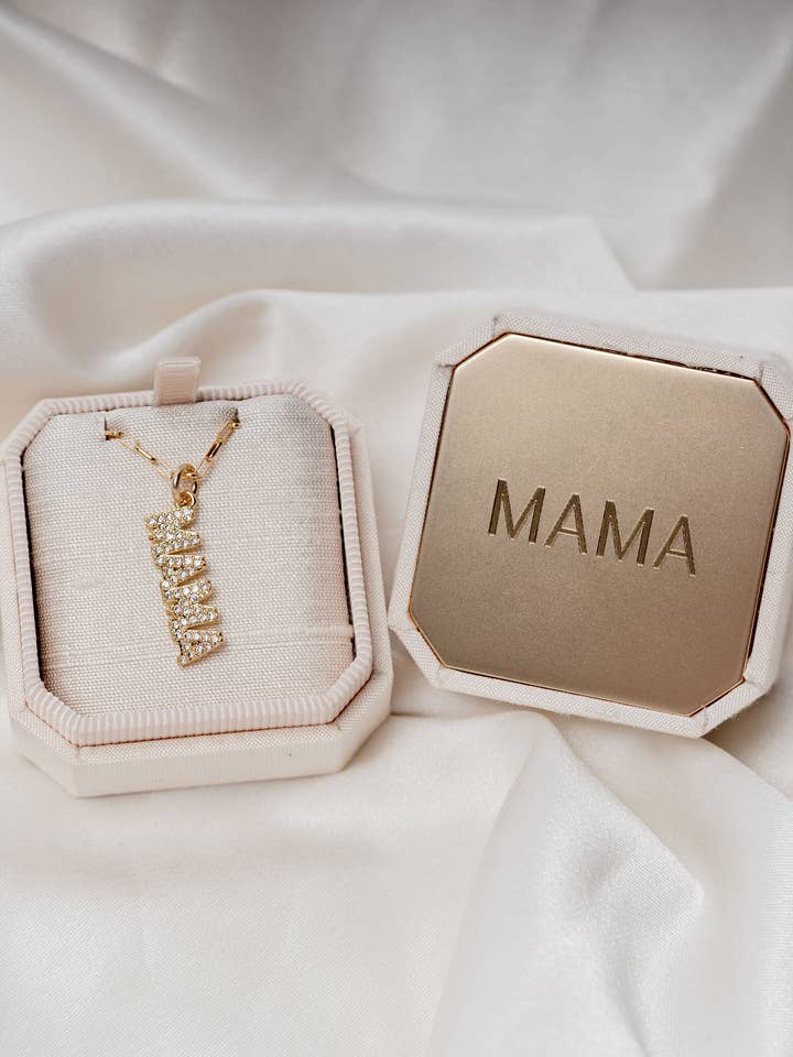 Mama Necklace and Necklace Box for wholesale by The Mrs. Box