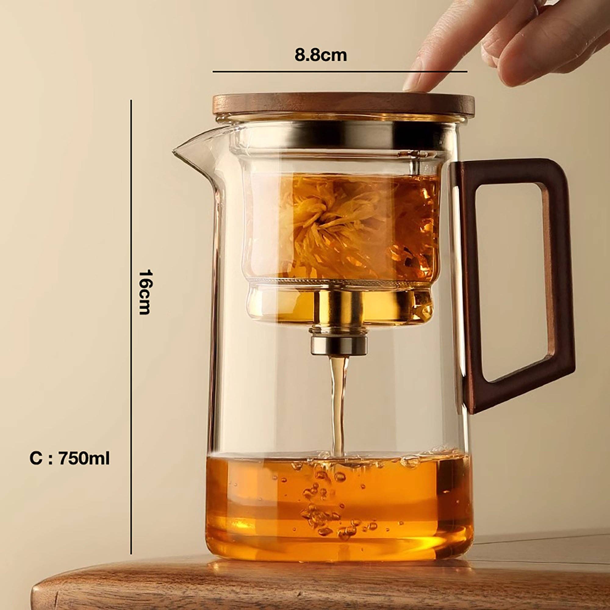 MinoCraft - Vendita all'ingrosso Teiere - Teiera in vetro con funzione di controllo del tempo di infusione1