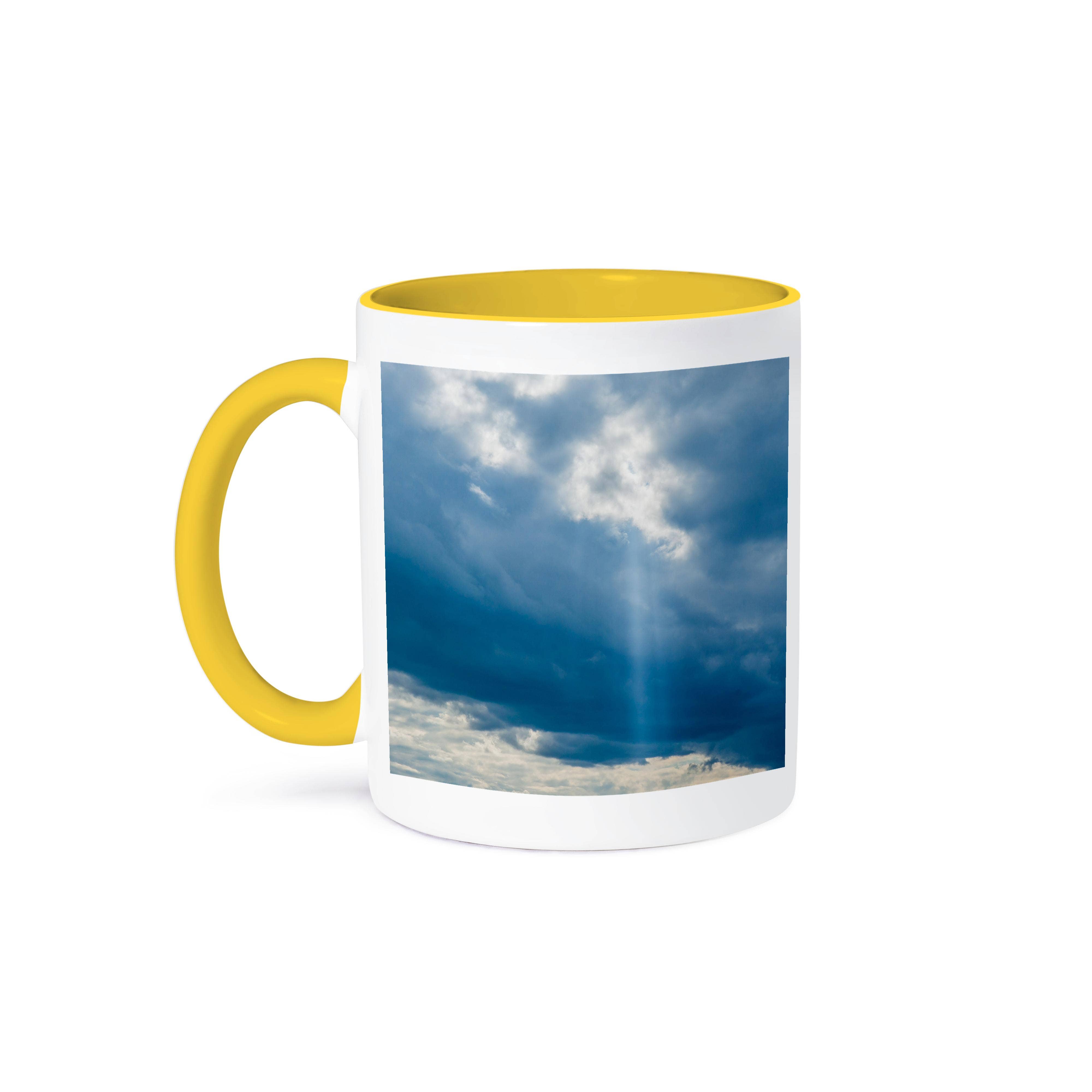 3dRose - Wholesale Coffee Mug - 3dRose, Cloudy sky and a vertical ray of sunshine. Blue and white colors, Mug0