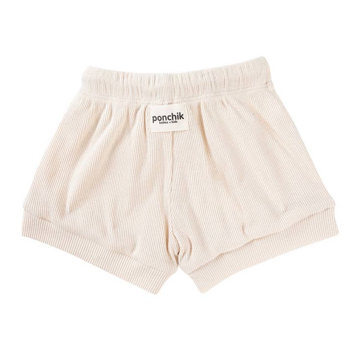 Ponchik Babies + Kids - Ribbed Cotton Shorts - Wheat for wholesale by Ponchik Babies + Kids