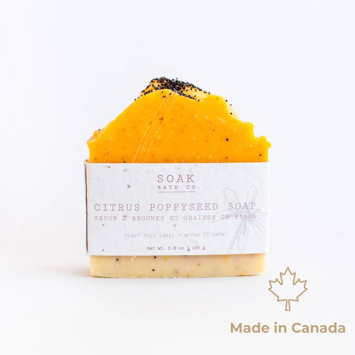 Savon aux agrumes et graines de pavot - Fabriqué au Canada pour la vente par SOAK Bath Co