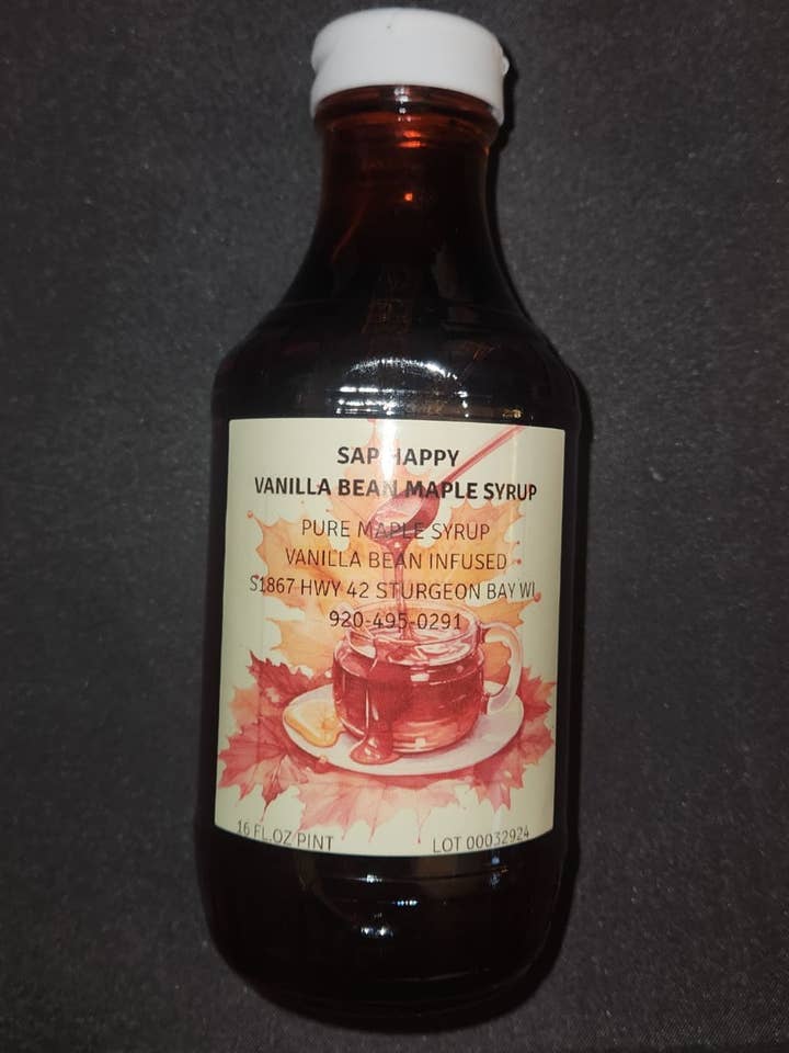 Vanilla bean maple syrup for wholesale by Sap Happy Maple Products