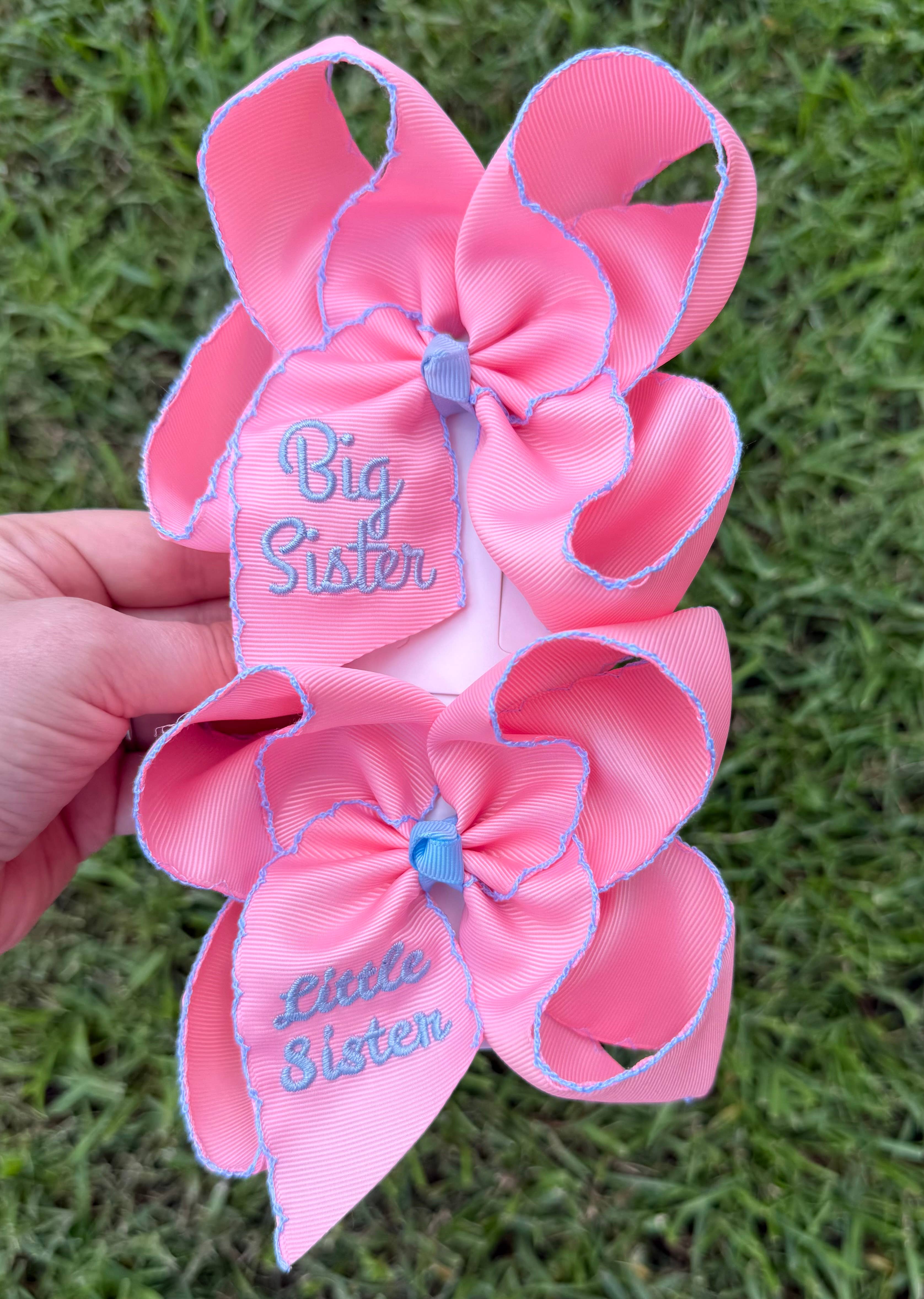 Just For Fun Threads - Wholesale Hair Bow - Kids - Little Sister Embroidered Hair Bow0