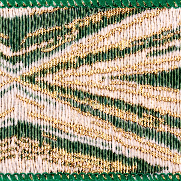 Green Vickerman 2.5"x10yd Green/Cream/Champagne Ribbon for wholesale on Faire1