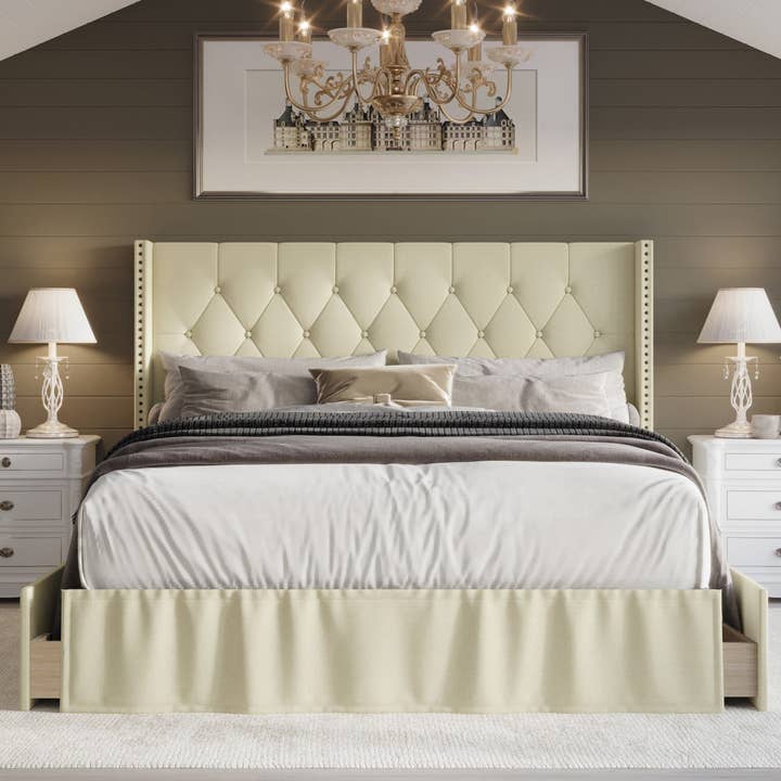 Home Design - Wholesale Bed - Home Design Andrea Upholstered Storage Panel Bed Frame14