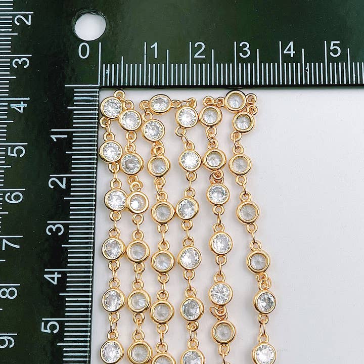 Beads Creation - Wholesale Craft Supplies - Gold Filled Micro Pave CZ Diamond Bezel Chain by Foot, CH0055