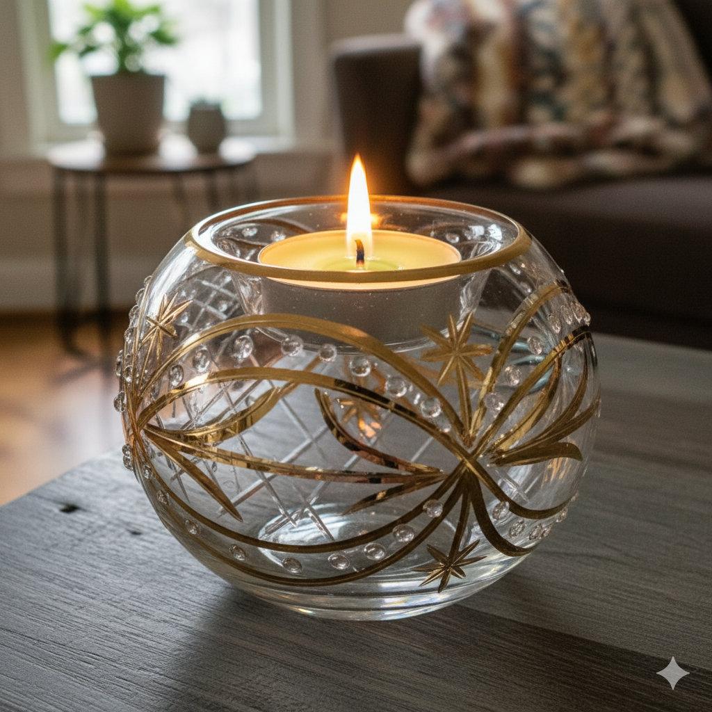 Arabazaar Gallery LLC - Wholesale Candle Holder - Egyptian Hand-Blown Green Clear Glass Tea Light Holder2