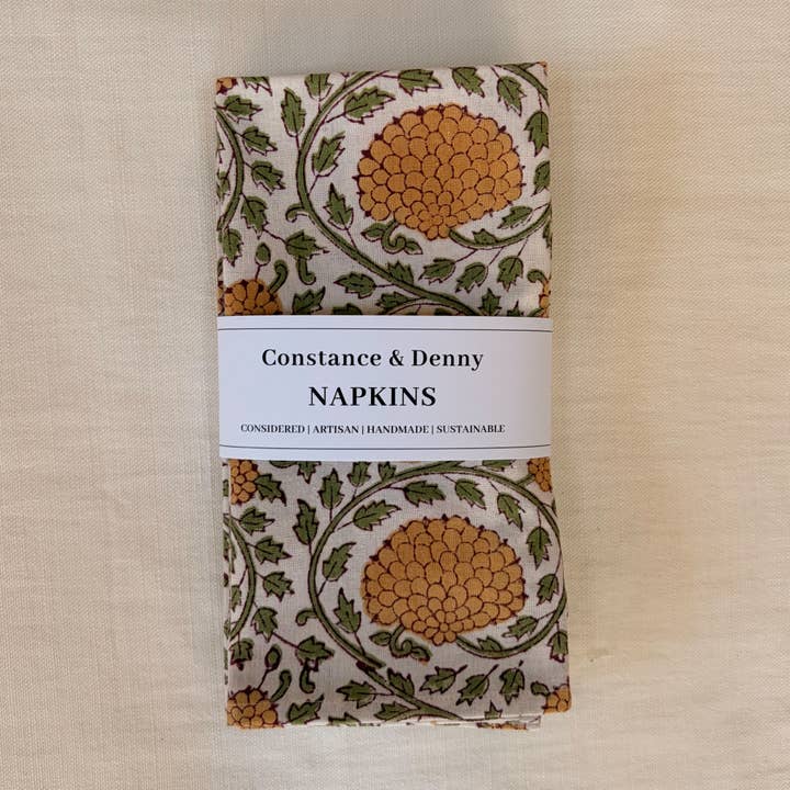 NOUVELLE TABLE BOTANIQUE SOUCI ensemble de 4 serviettes en coton pour la vente par Constance & Denny