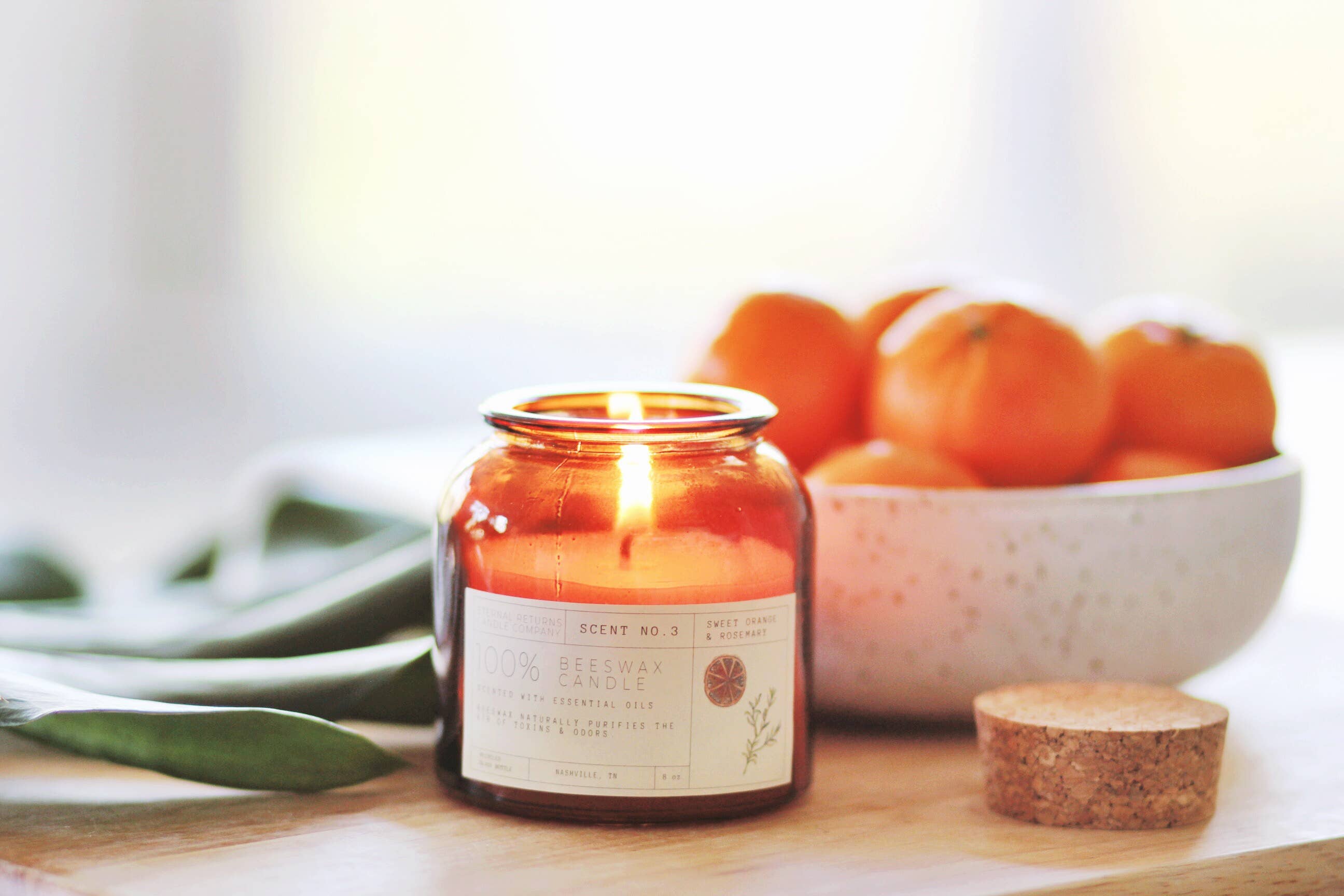 Ology Essentials Apothecary - Wholesale Jar/Filled Candle - Beeswax Candle: Sweet Orange + Rosemary1