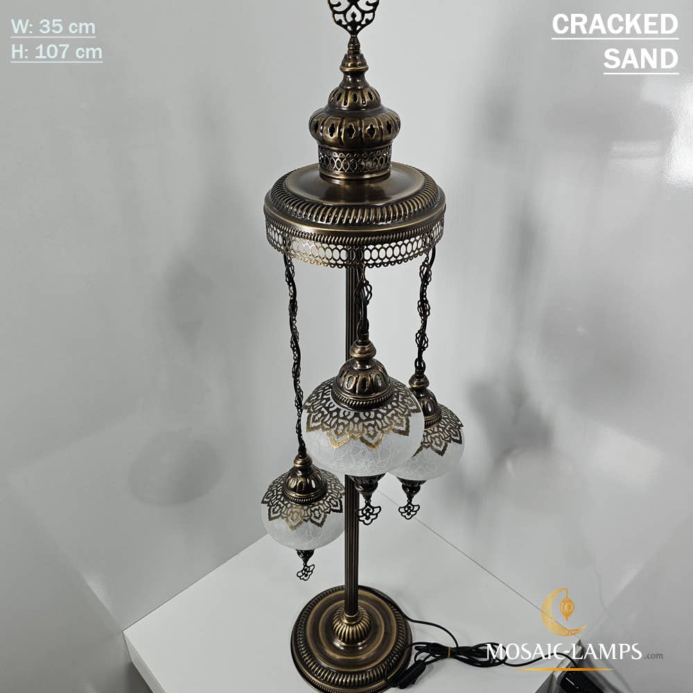 Mosaic Lamps – wholesale Golvlampa – 3-Globe Ottomansk Turkisk Crackle Glass Golvlampa7