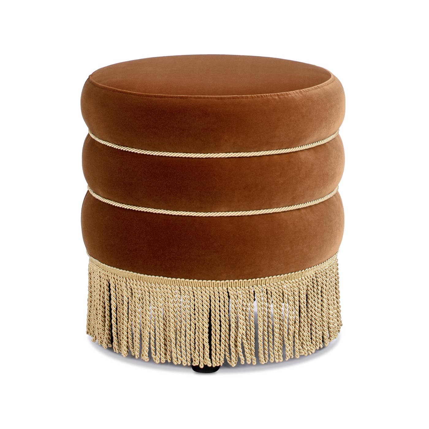 Jennifer Taylor Home - Wholesale Ottoman - Edward 17.5" Round Upholstered Ottoman with Fringe Velvet7