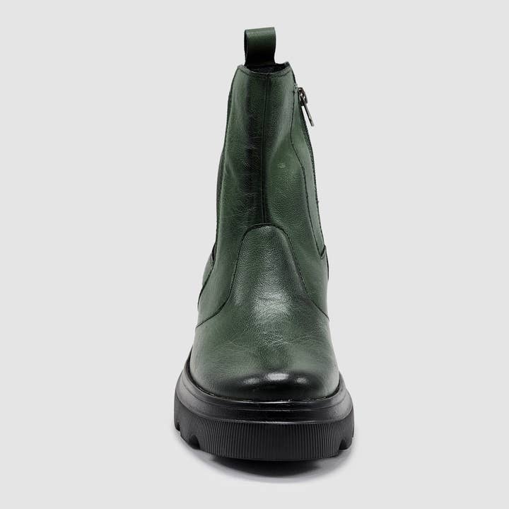 Women's Modern Lined Chelsea Leather Boots - Green for wholesale on Faire2