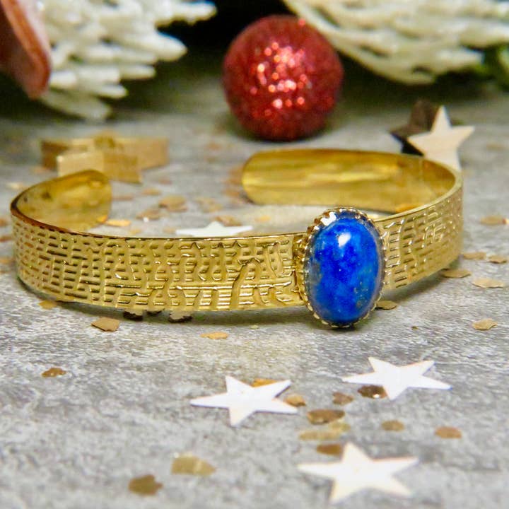TOURMALYN - Wholesale Cuff Bracelet - “LILIANE” gold steel bracelet - adaptable with Lapis Lazuli9