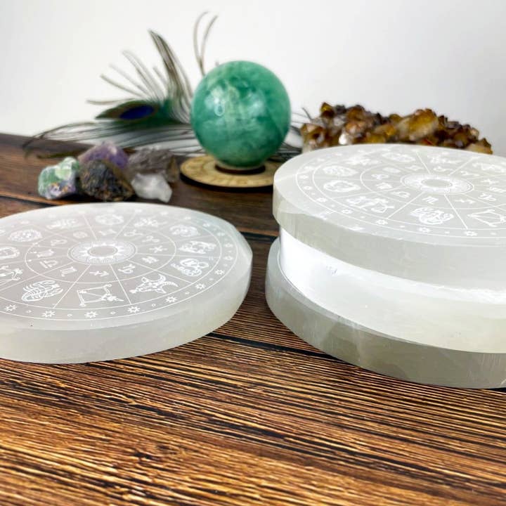 Rock Paradise - Wholesale Crystal-charging plate - Crystal Selenite Charging Plate with Engraved Zodiac Signs2