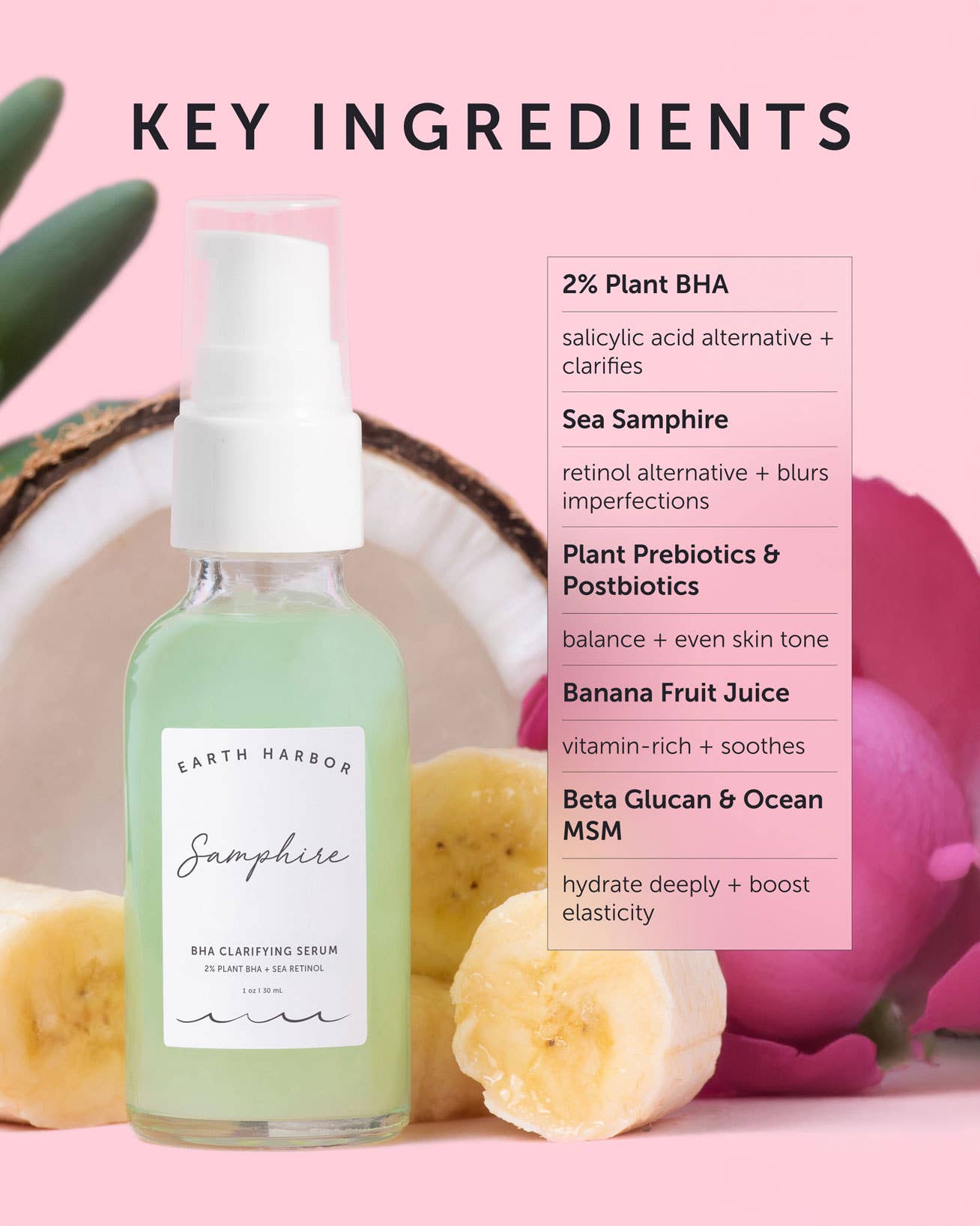 Earth Harbor Naturals - Wholesale Facial Serum/Concentrate - SAMPHIRE BHA Clarifying Serum: 2% Plant BHA + Sea Retinol1