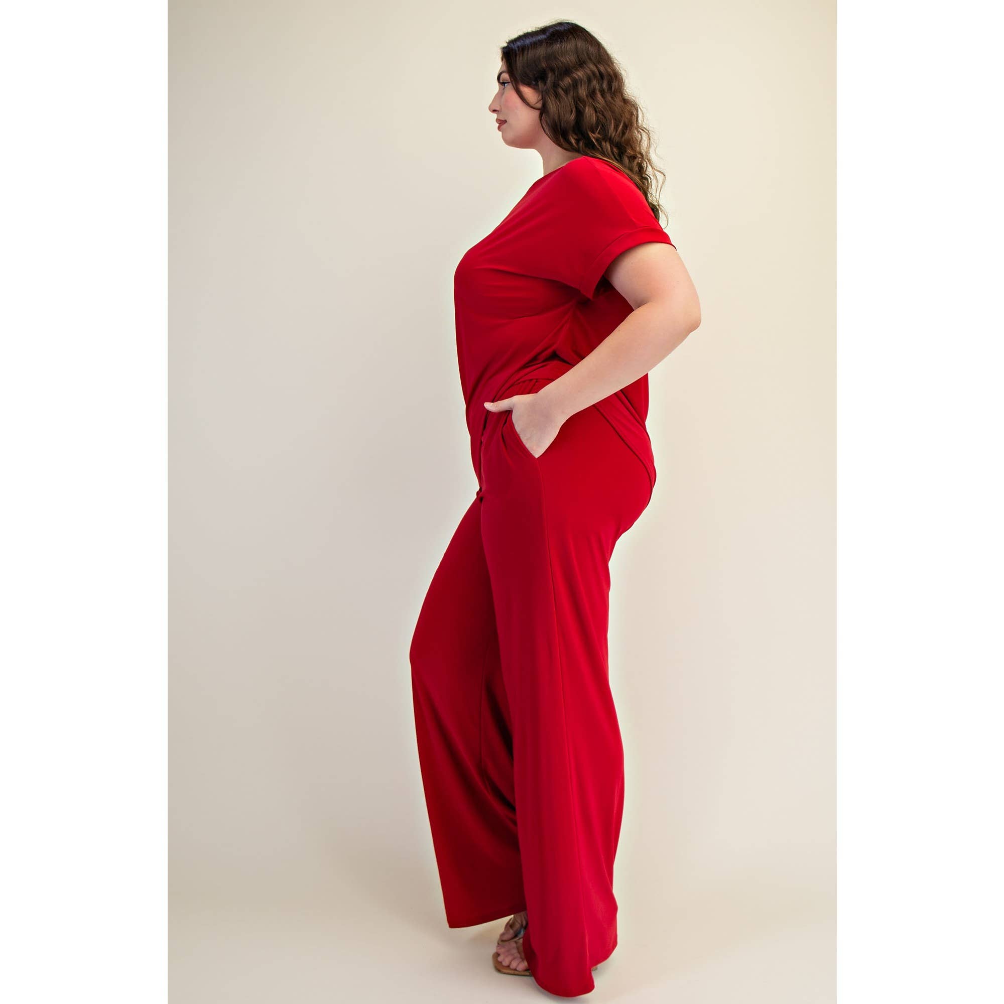 The Curve LA - Vente Combinaison – femme - ENSEMBLE HAUT À MANCHES COURTES ET PANTALONS LARGES GRANDE TAILLE1