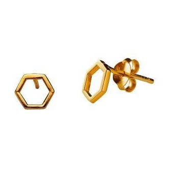 Gold Plated Hexagon Stud Earrings for engroshandel hos Juulry