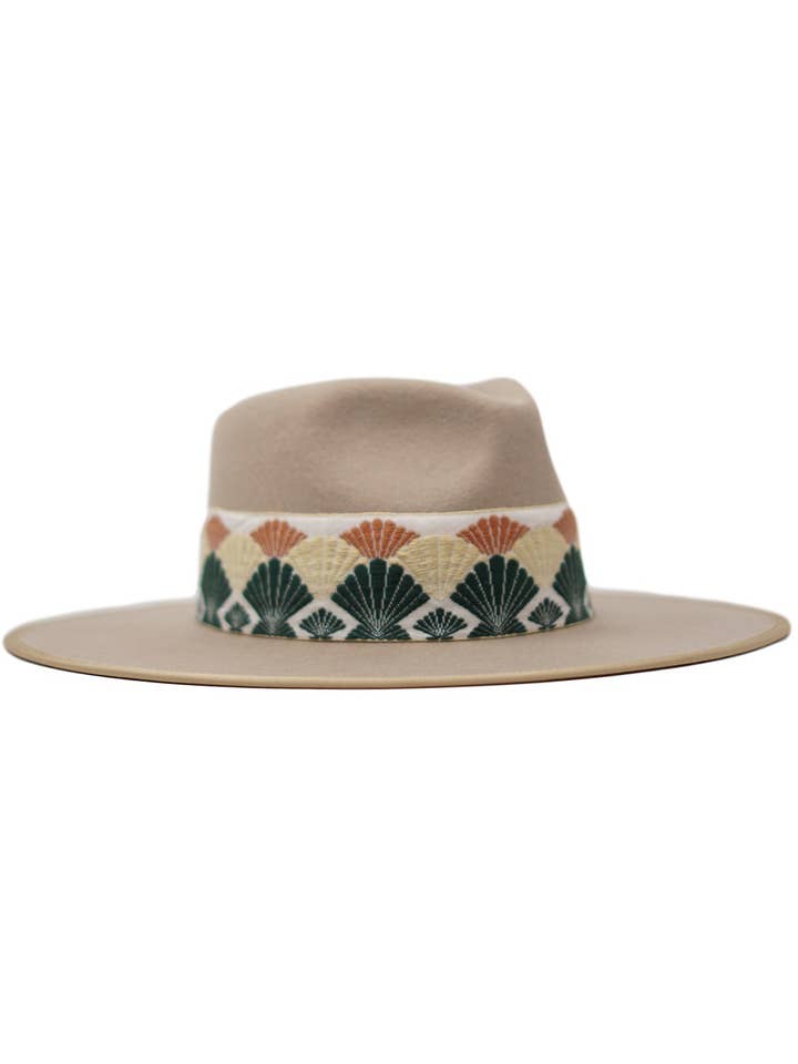 Rancher ranchero con bandas, 100% lana, con estructura de fieltro, forrado de satén, color nuez para venta al por mayor de Olive & Pique