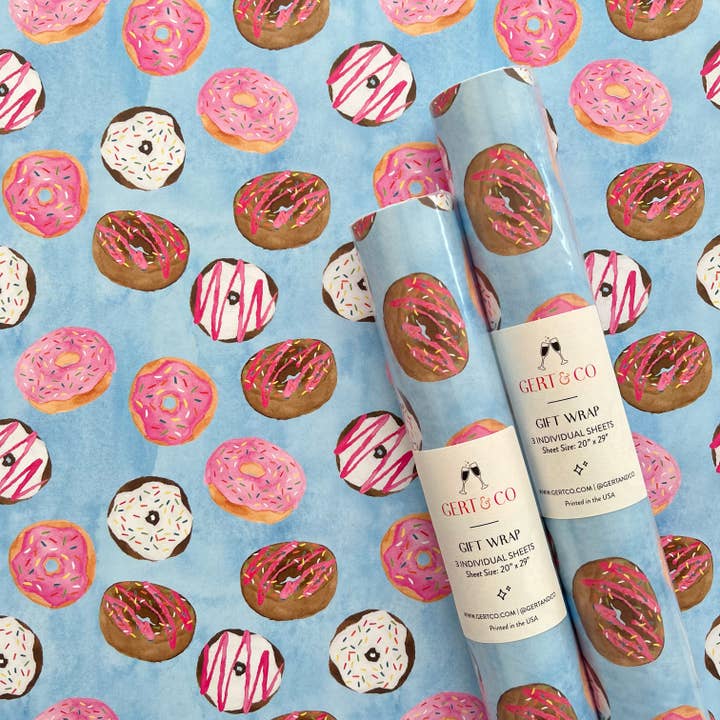Gert & Co - Wholesale Wrapping Paper Roll - Colorful Donuts Gift Wrap | Donut Wrapping Paper2
