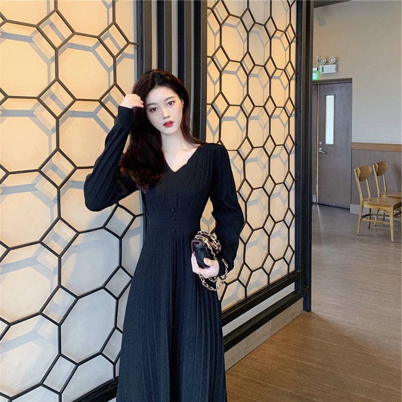 Marayn - Wholesale Dress - Women's - HighWaisted Knit Dress Chic Korean Style for Fall18