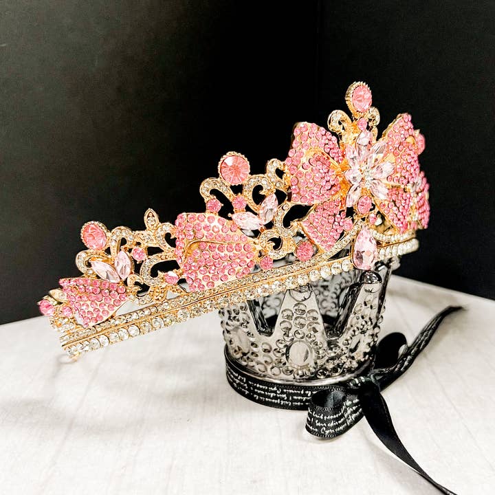 Happy Dream Gifts - Wholesale Tiara - Women's - Flower Girl Hairpiece, Gold Tiara Crown, Pink Crystal Crown
