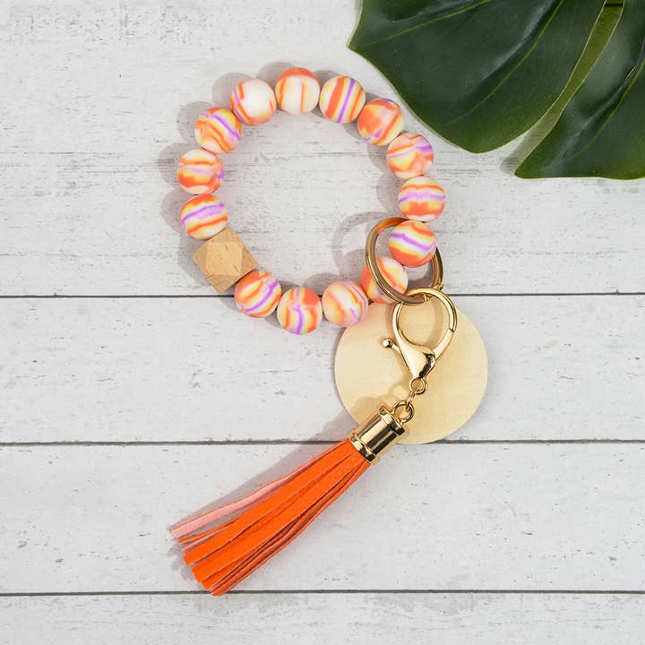 SoapElenGlen - Wholesale Keychain bracelet - Boho Colorful Silicone Beaded Keychain Wristlet15