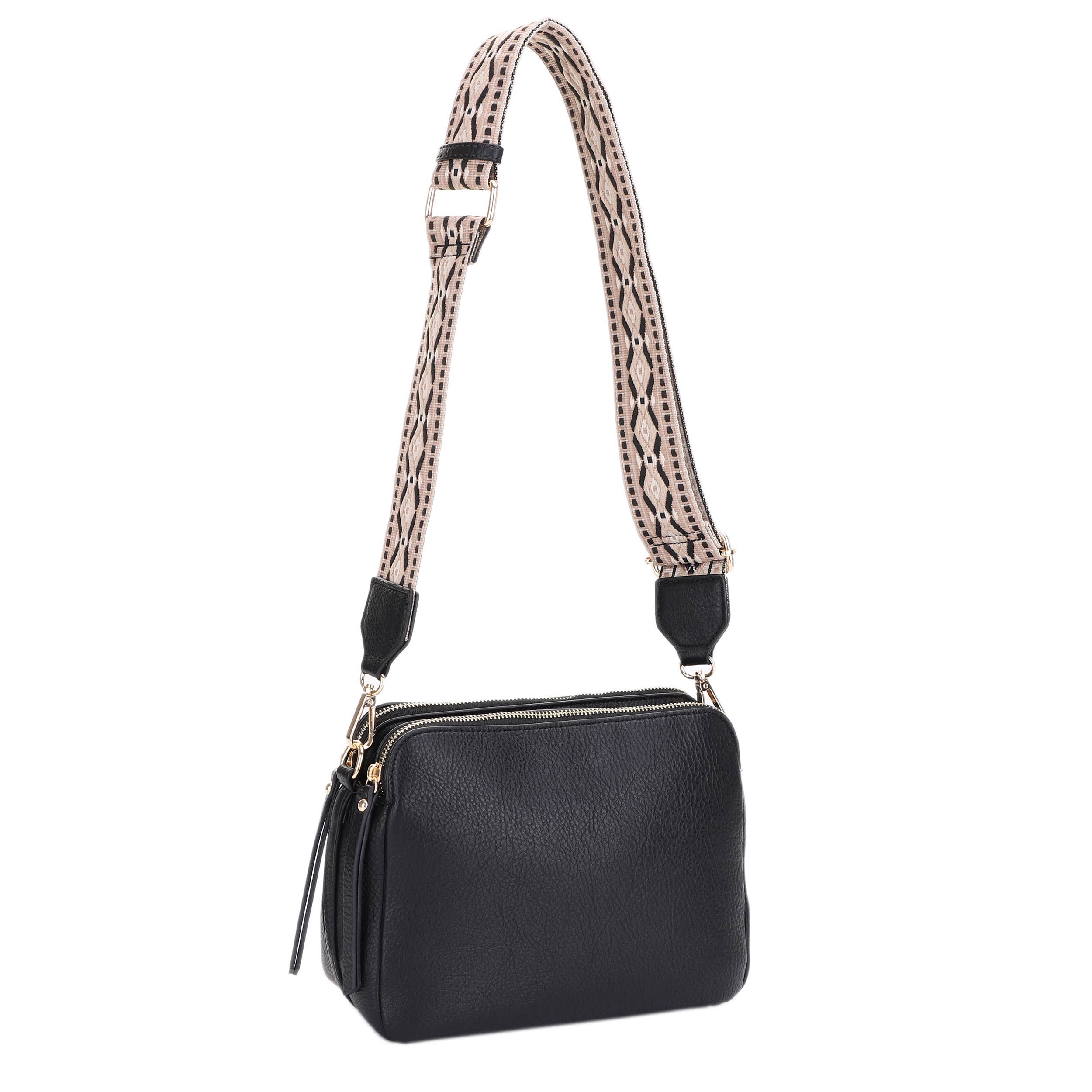 MiMi Wholesale - Wholesale Crossbody Bag - Women's - EJ60197 Mila 3 Compartment Crossbody Bag With Guitar Strap11