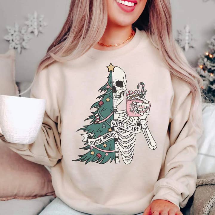 Sorta Merry Sorta Scary Sweatshirt - Funny Sarcastic Xmas for wholesale by The Tiny Closet