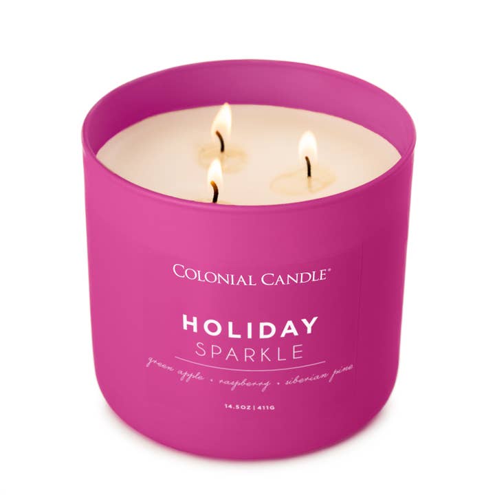 MVP Group International INC - Wholesale Jar/Filled Candle - Pop of Color Holiday Sparkle, 3 Wick, 14.5oz