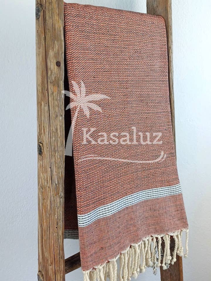 Fouta Bohemia terracotta honningkagemønster 100 % bomuld for engroshandel hos KASALUZ