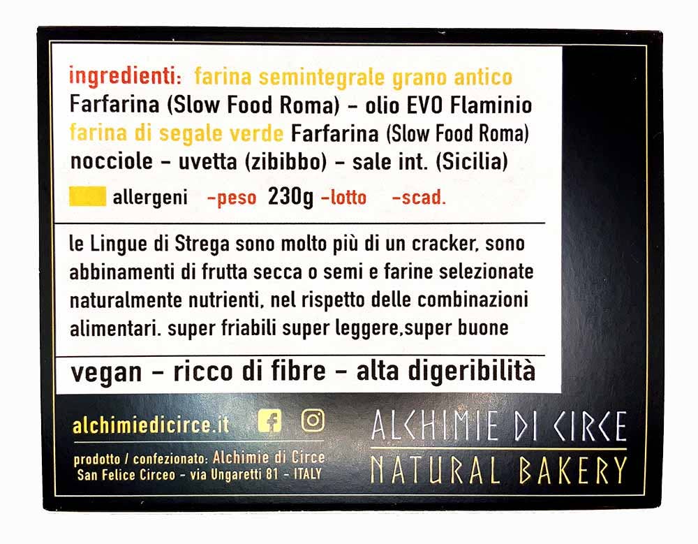 Alchimie di Circe - Wholesale Crackers - Witch Tongue Protein Snacks - Rye, Hazelnuts, Raisins1