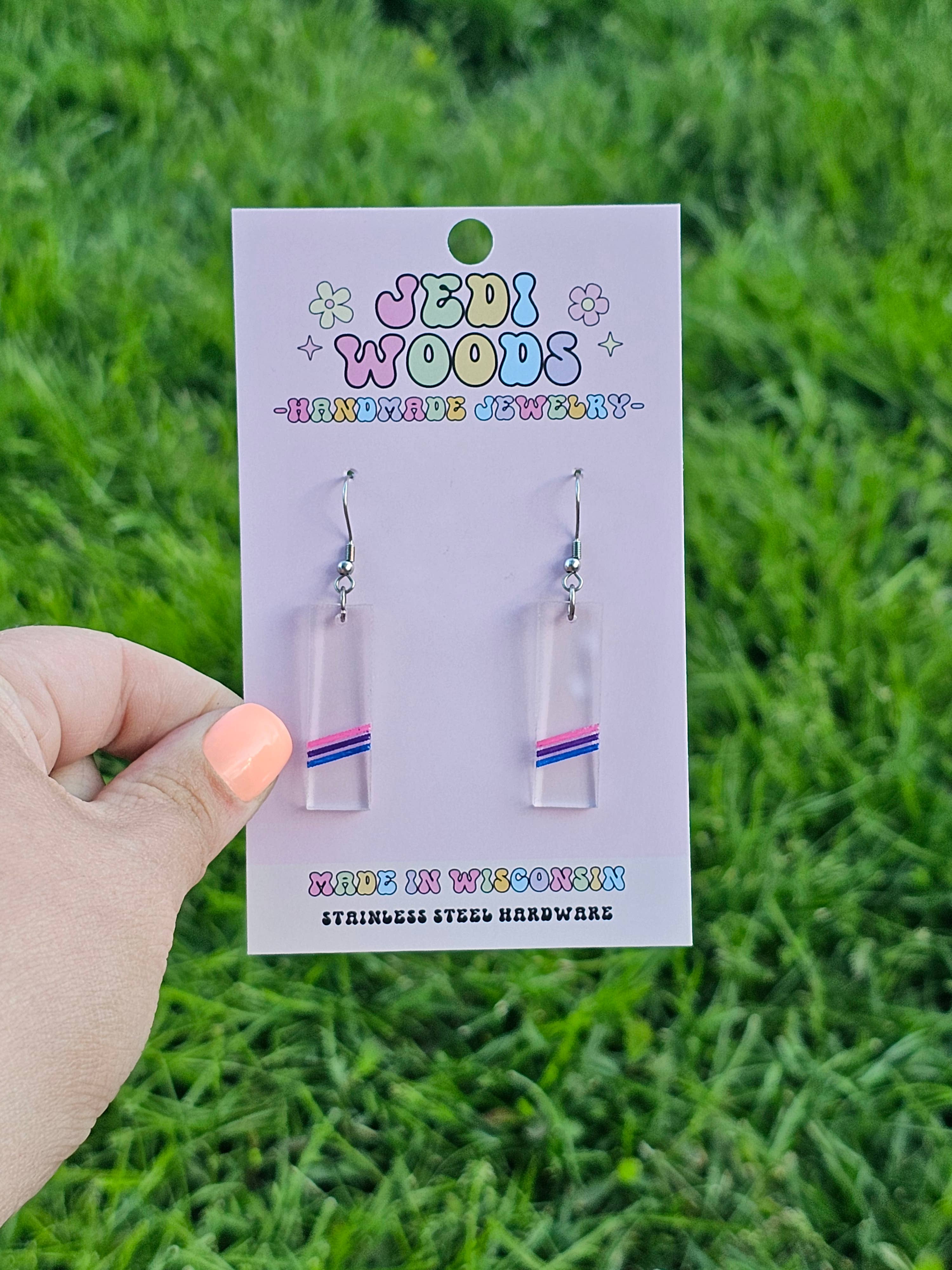 Jedi Woods LLC – Brincos de argola por atacado – Brincos Subtle Bissexual Pride Flag