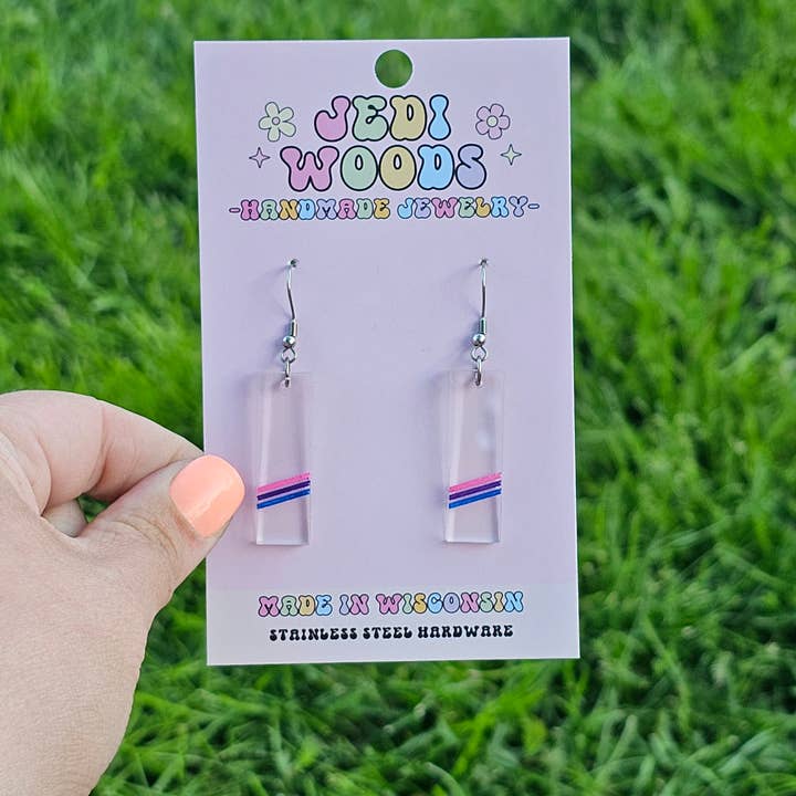 Jedi Woods LLC - Vente Boucles d'oreilles pendantes - Boucles d'oreilles Subtle Bisexual Pride Flag