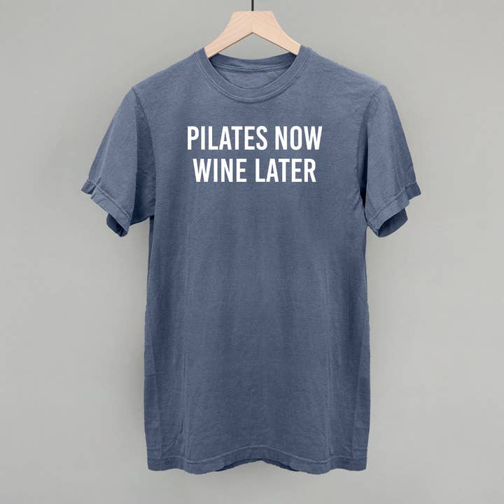 Ivy + Cloth - Wholesale Screen Printed T-Shirt - Women's - Pilates Now Wine Later1