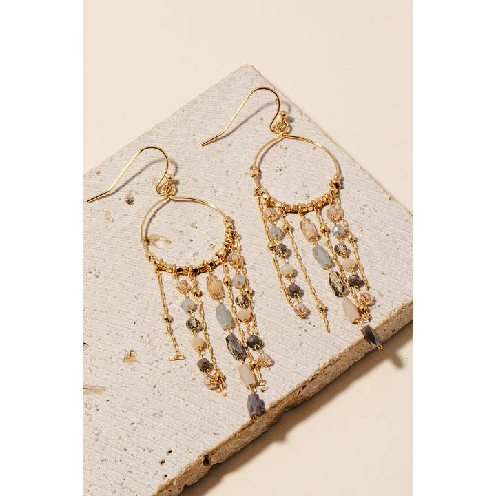 Anarchy Street - Wholesale Dangle Earrings - Mixed Glass Beaded Fringe Hoop Dangle Earrings