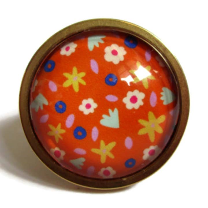 Liberty-Ring mit orangen Blüten, vergoldet oder versilbert für den Großhandel von Dans l'Air du Temps Bijoux