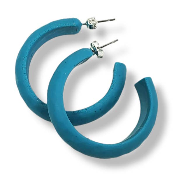 Hammered Hoop Earrings Medium - Solid Color - Turquoise Waters for wholesale by Tiry Originals. LLC