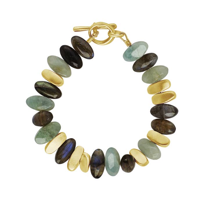 Philippa Roberts - Wholesale Beaded Bracelet - labradorite, aqua, nuggets bracelet1