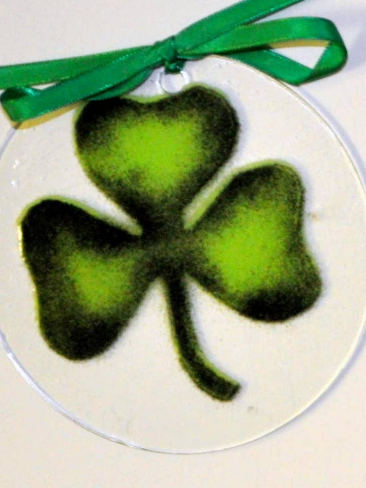 Shamrock Suncatcher/Ornament for wholesale by Folio Art Glass