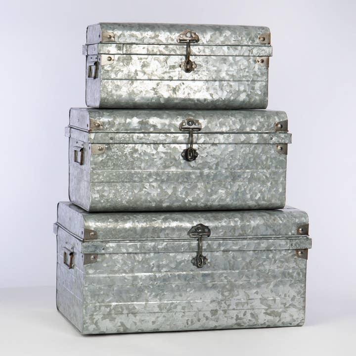 Willow Group - Wholesale Decorative Box - S/3 RECT METAL TRUNKS
