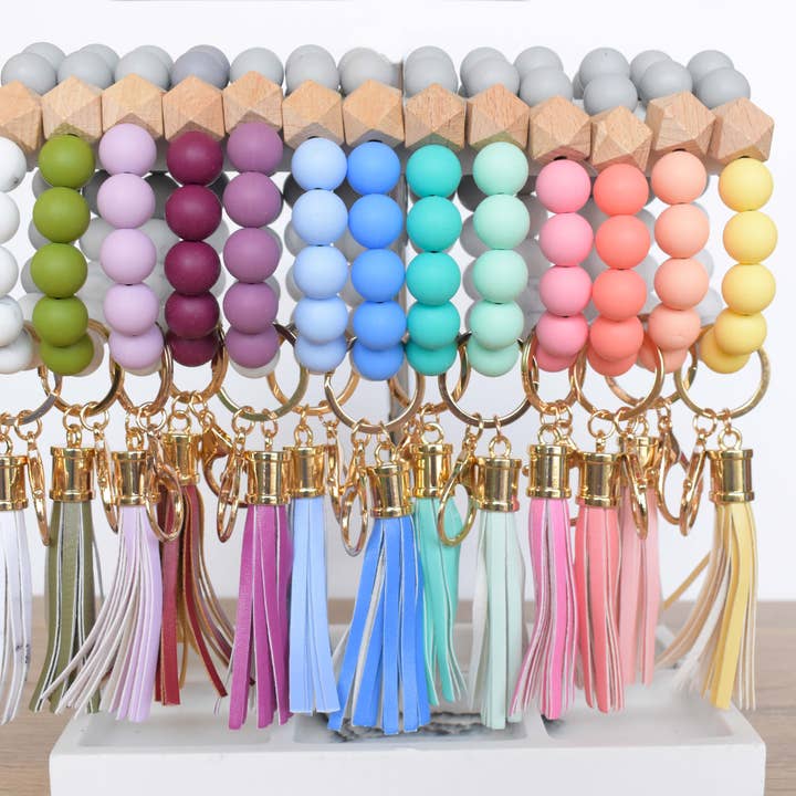 JILLIAN INK LLC - Wholesale Keychain Bracelet - Silicone Bead Keychain Wristlet